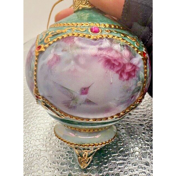 Hummingbird Floral 1998 Bradford Edition Ornaments Set of 2 Heirloom Porcelain - Picture 7 of 16